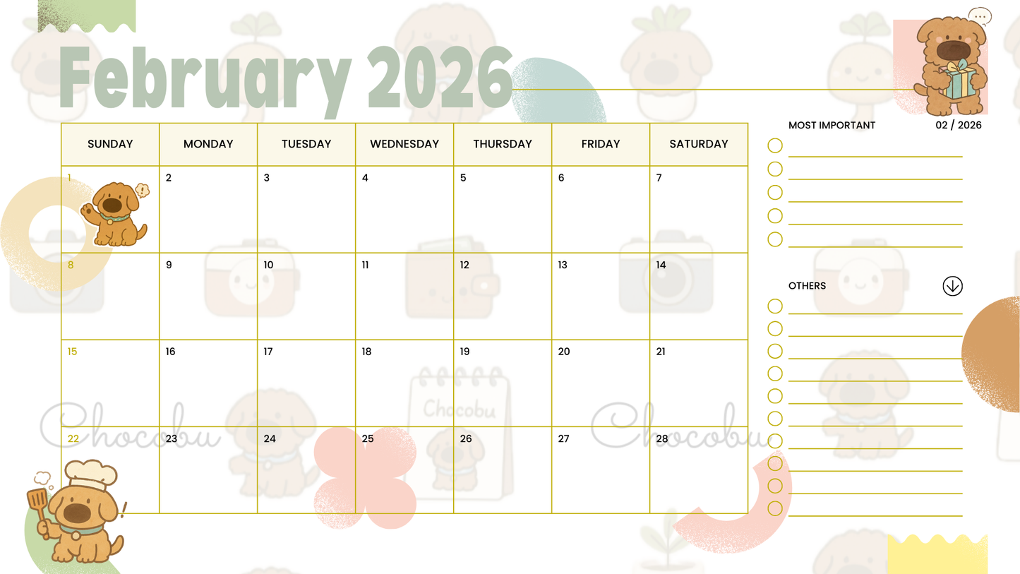 iTsChoCoBu Digital Wall Calendar 2026